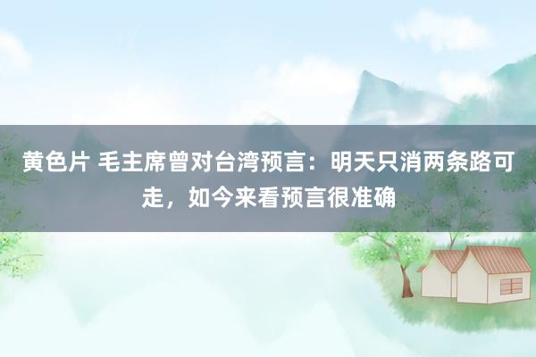 黄色片 毛主席曾对台湾预言：明天只消两条路可走，如今来看预言很准确